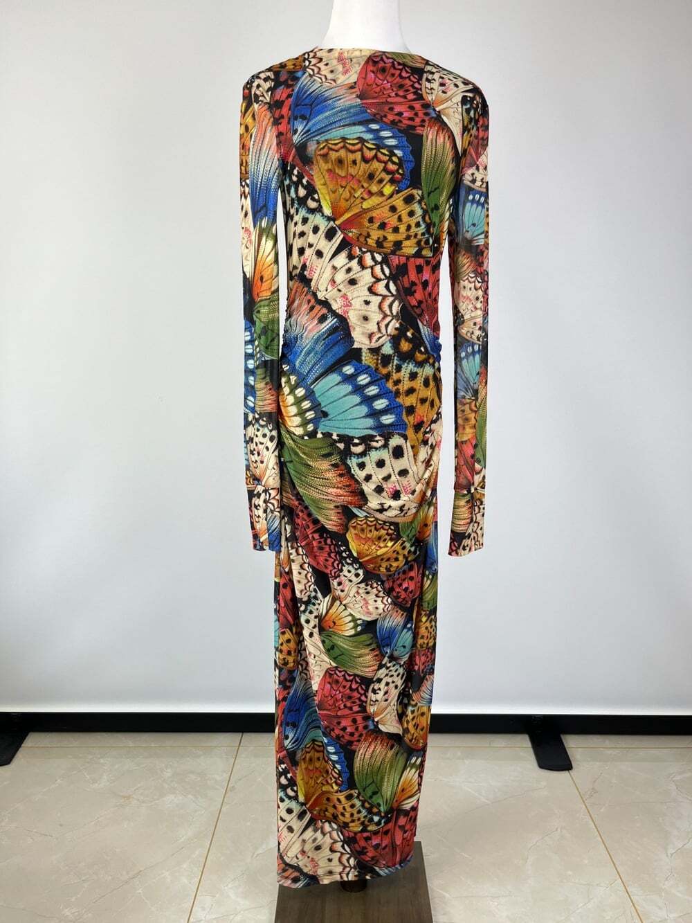 NWOT Farm Rio Long Sleeve Mesh Butterfly Print Fitted Bodycon Midi Dress Size S - Picture 2 of 11